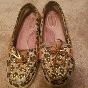 Sperry top sider leopard boat shoes women's Sz 8